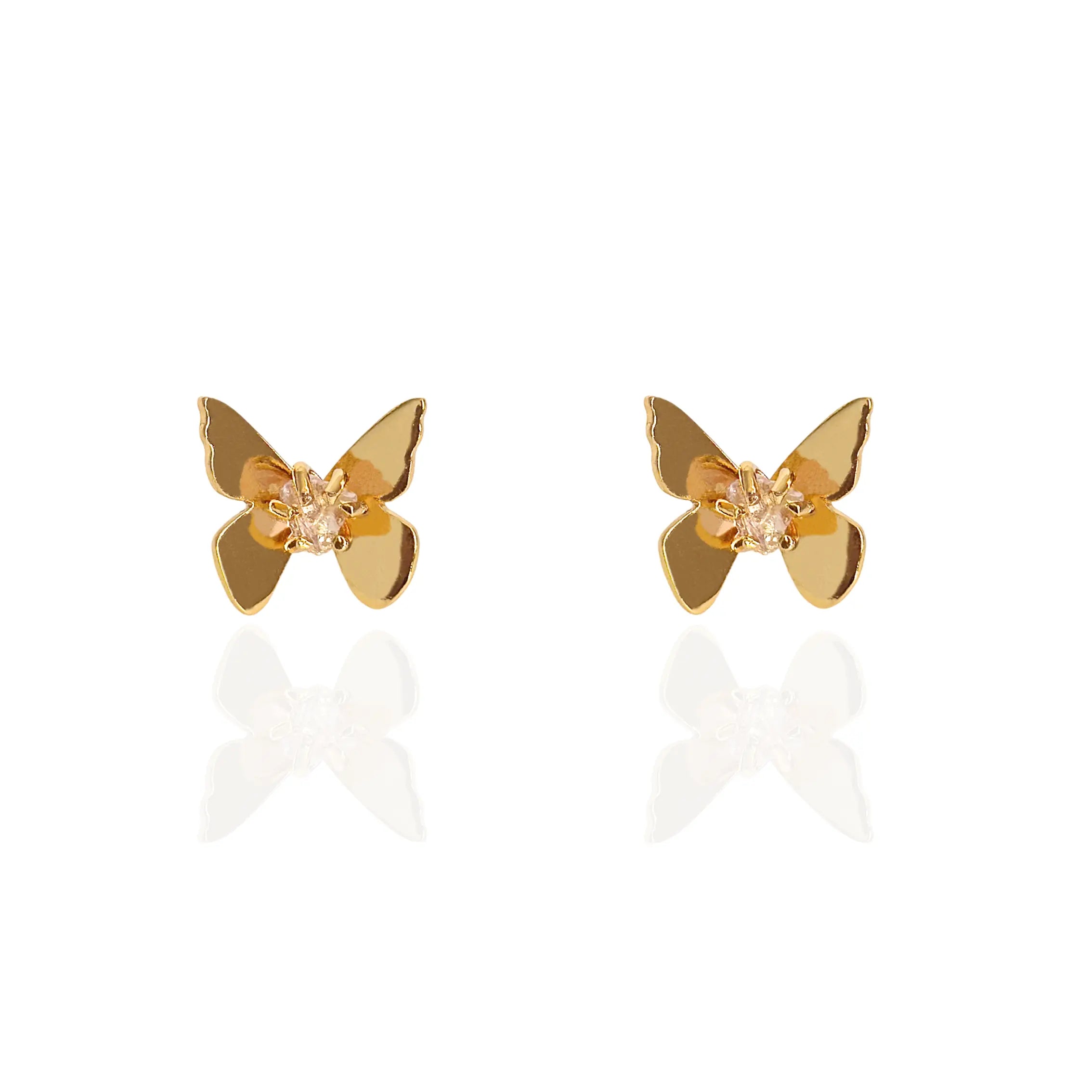 Amethyst Butterfly Gold Studs
