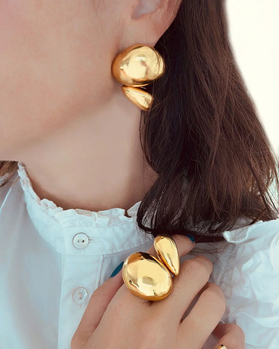 Arcadio Sculptural Gold Chunky Earrings