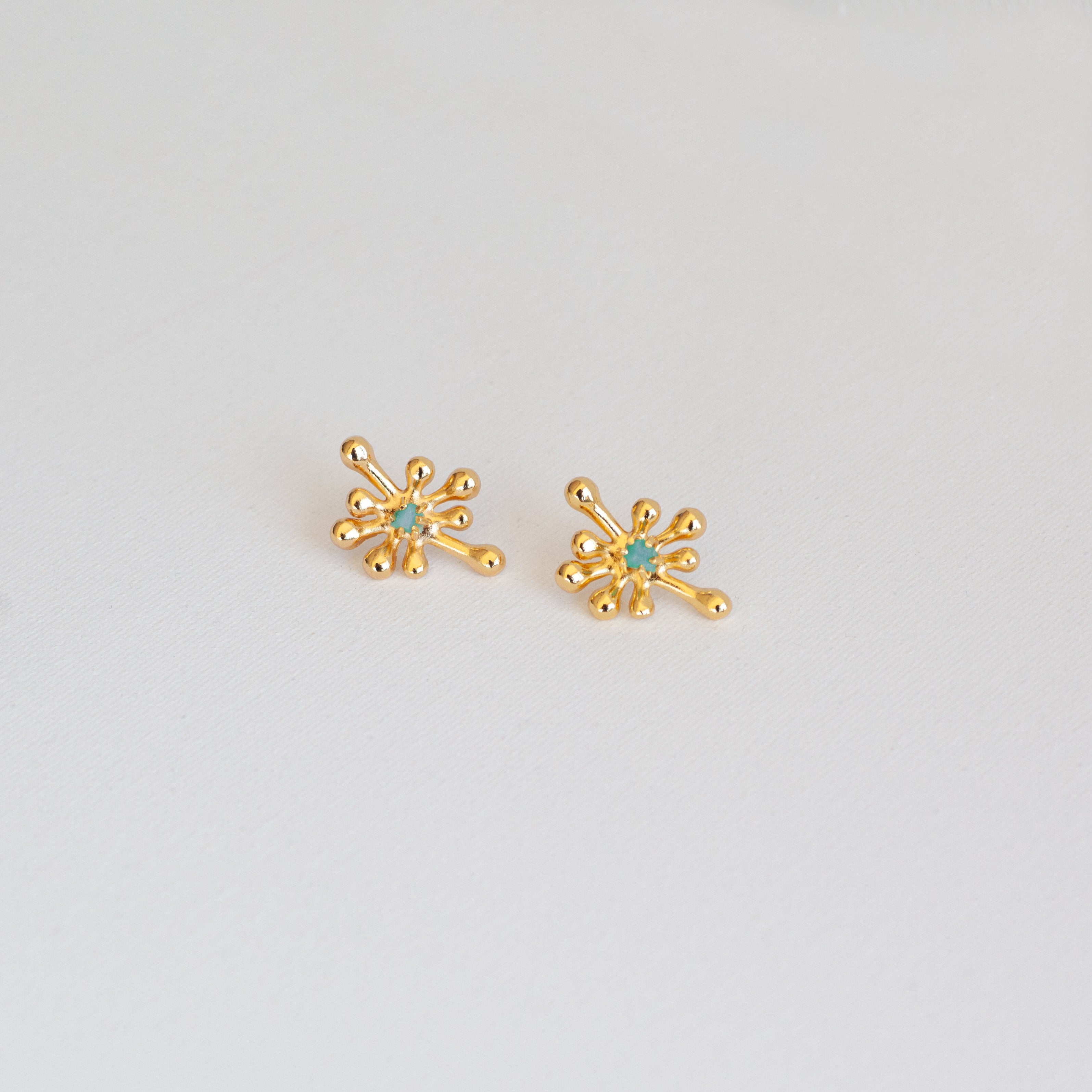 Aureliana Gold Sculptural Emerald Stud Earrings