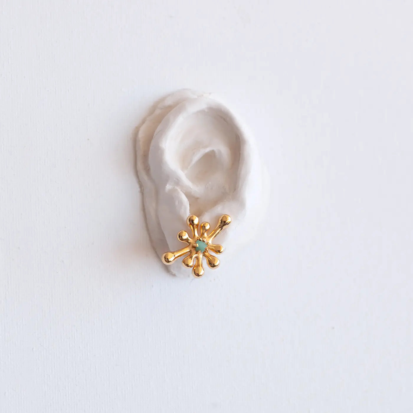 Aureliana Gold Sculptural Emerald Stud Earrings