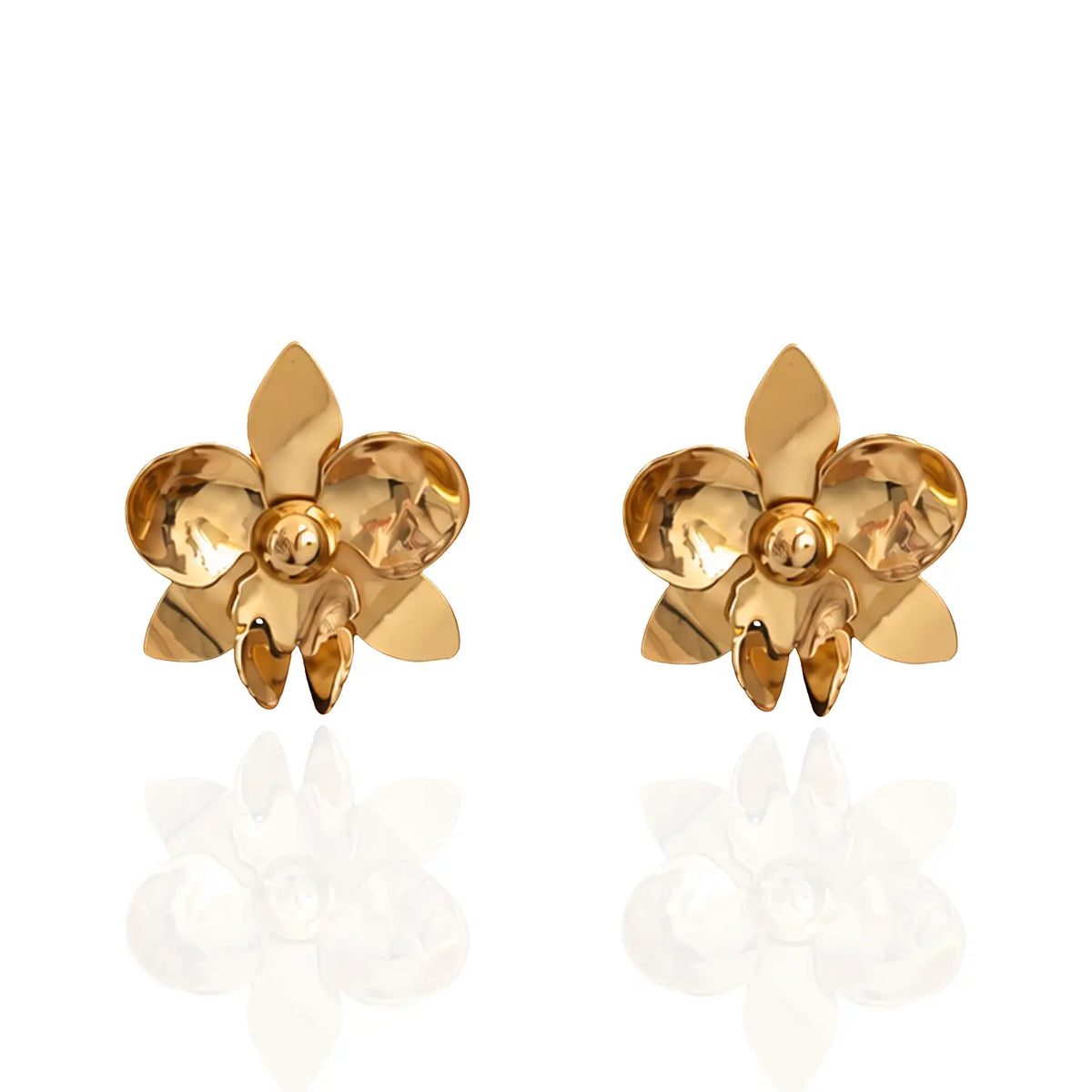 Gold Orchid Earrings L