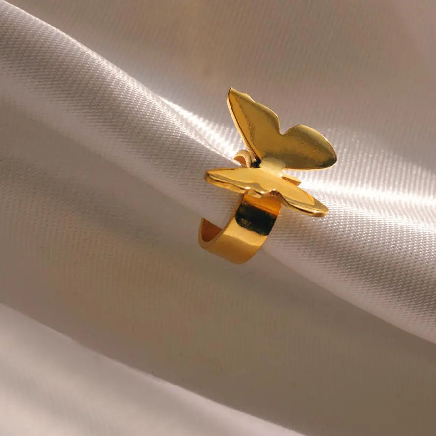 Yellow Butterfly Gold Ear Cuff
