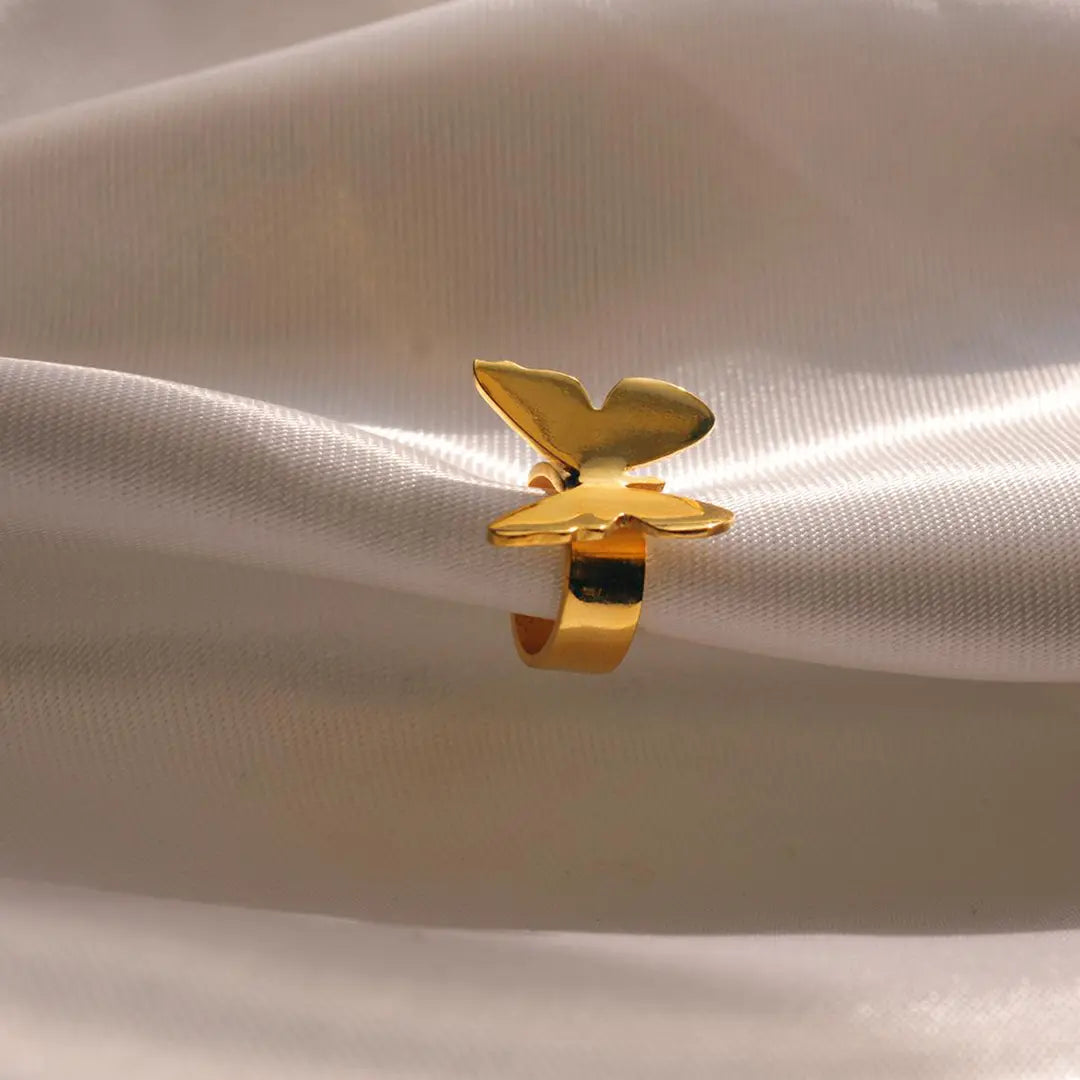Yellow Butterfly Gold Ear Cuff