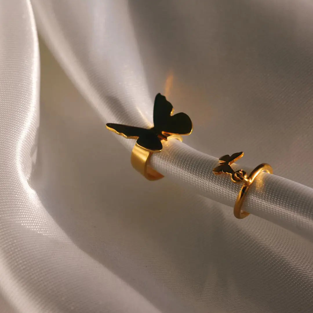 Yellow Butterfly Gold Ear Cuff