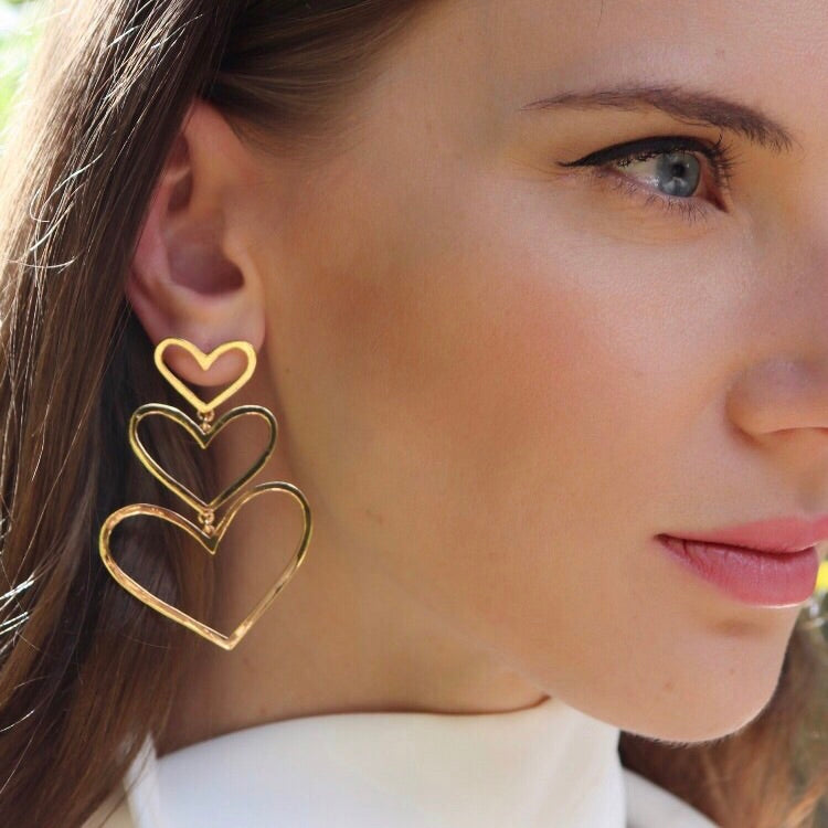 Pendientes de triple corazón