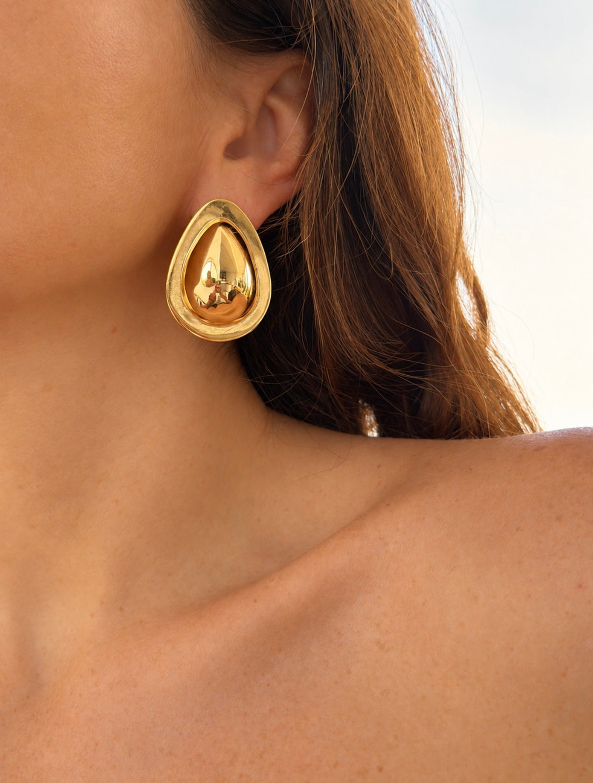 Gala Egg Gold Chunky Earrings