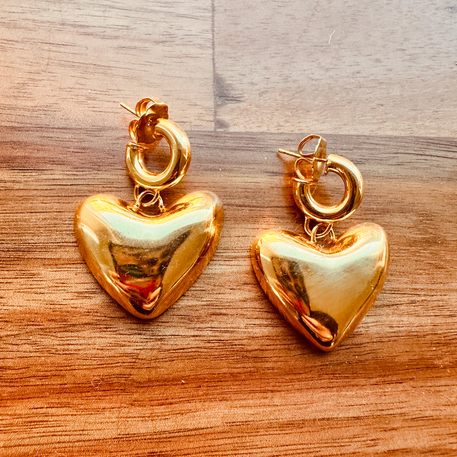 Latido Heart Gold Hoop Earrings XL