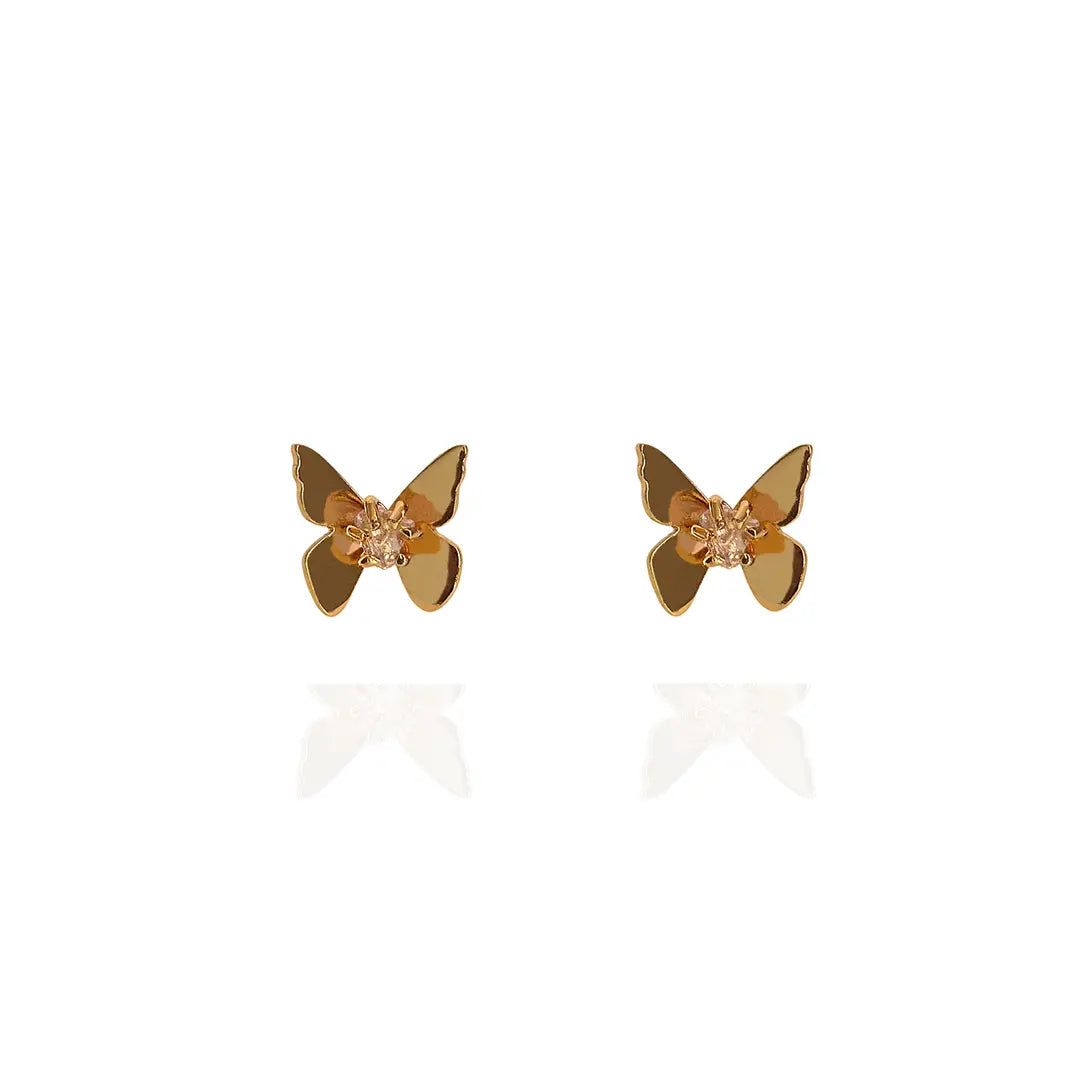 Amethyst Butterfly Gold Studs