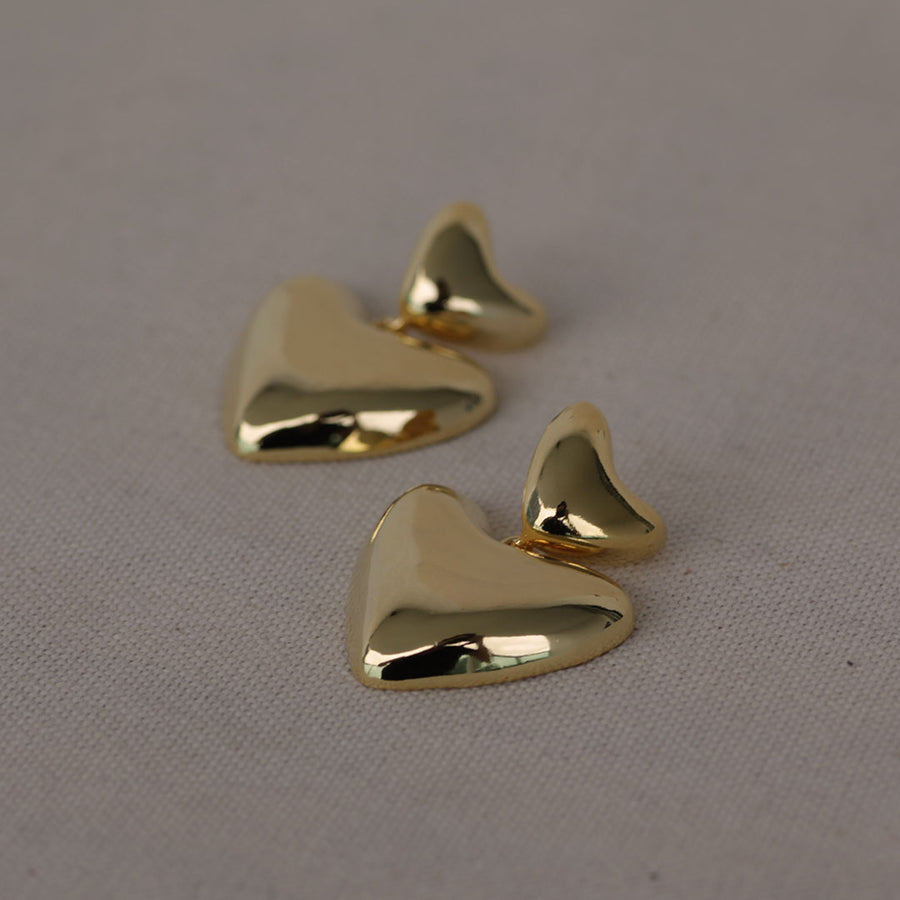 Pendientes dobles de oro con corazón de Latido XL