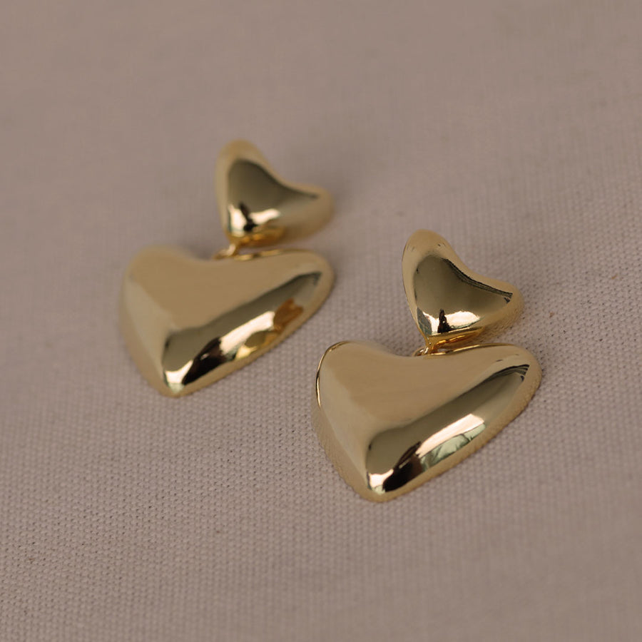 Pendientes dobles de oro con corazón de Latido XL