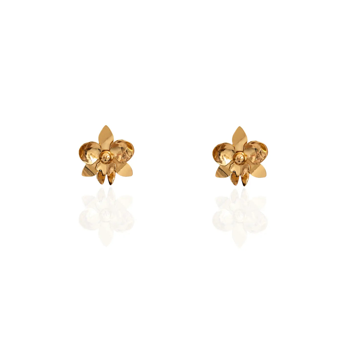 Gold Orchid Stud Earrings S