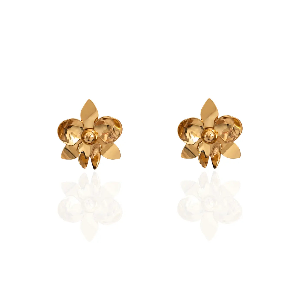 Gold Orchid Earrings M