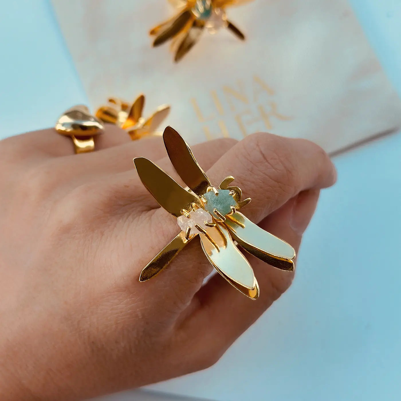 Sara Dragonfly Gold  Ring