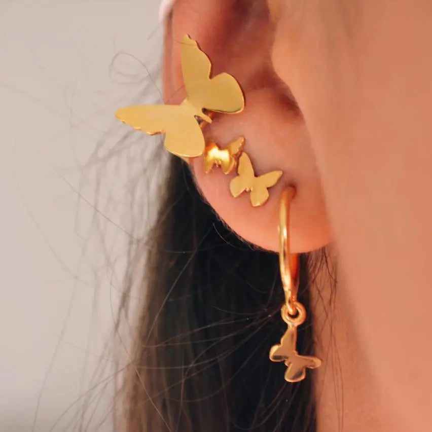 Yellow Butterfly Gold Ear Cuff