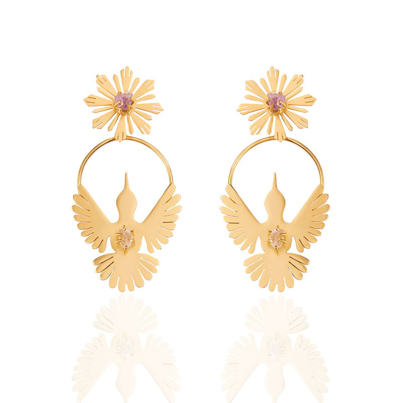 Peace Hummingbird Hoop Earrings